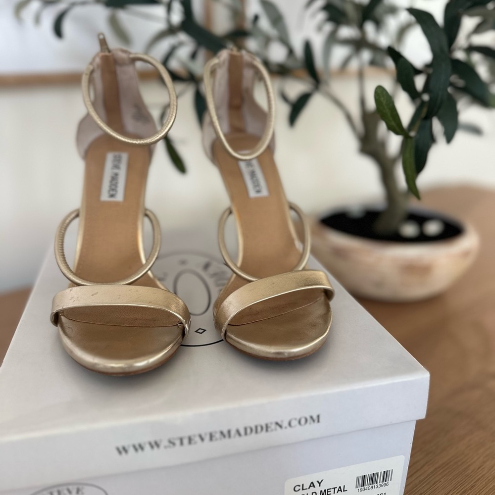 Steve Madden Gold Stiletto Heels with Ankle Strap